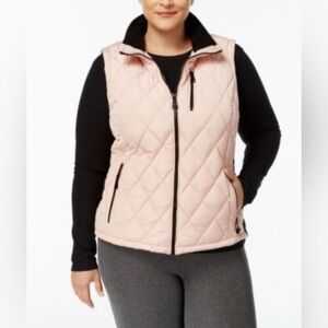 Calvin Klein Light Pink Zip Diamond-Quilted Vest Medium